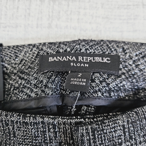 🆕️Banana Republic Modern Sloan Skinny-Fit Gray Metallic Plaid Pant SZ 2 - Picture 4 of 12